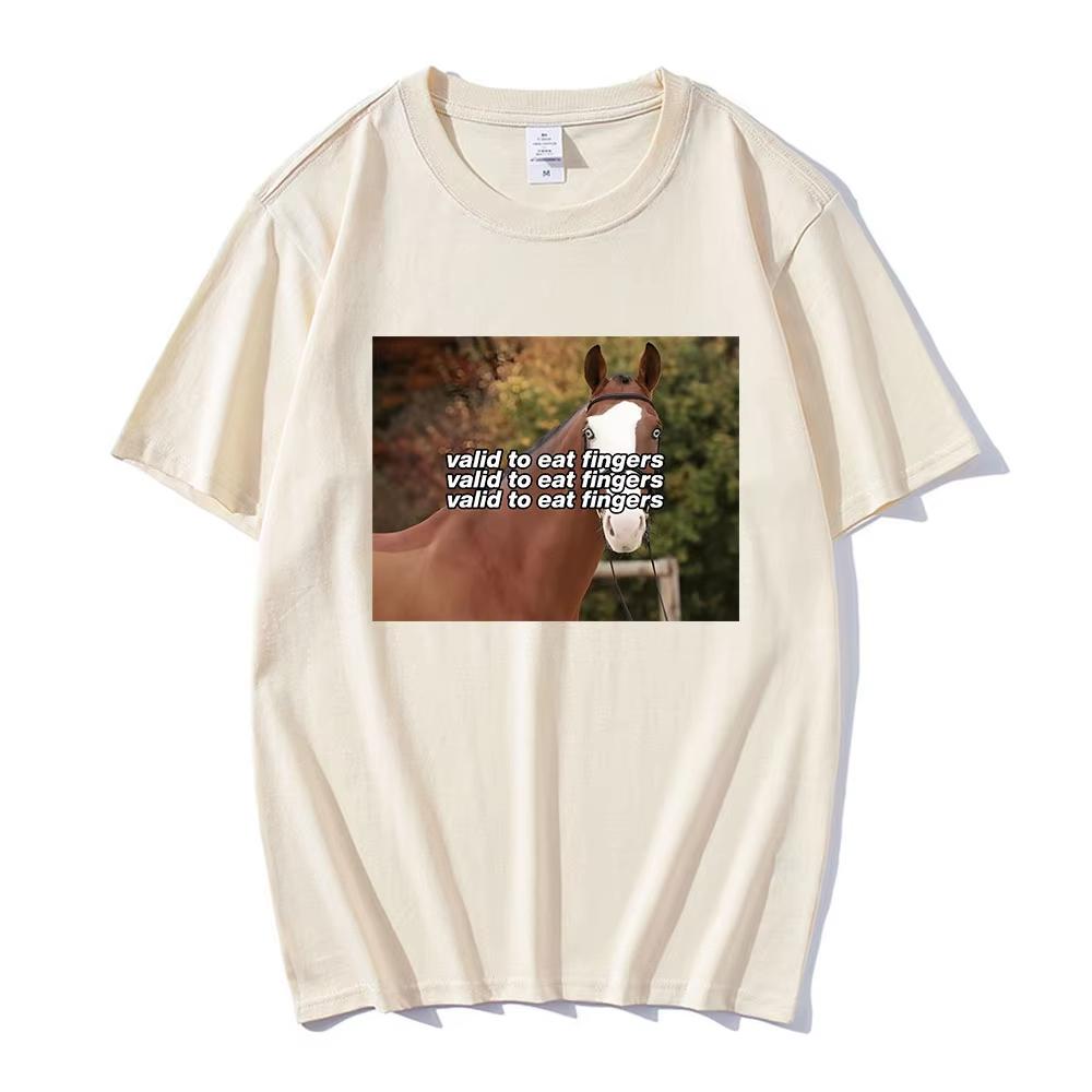Valid To Eat Fingers Horse Funny Meme T Shirt Men Women Fashion Short Sleeve T-shirt Casual Cotton Oversize Short Sleeve T-shirt