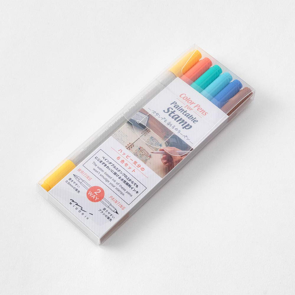 Midori Color Pens Paintable Stamps Set of 6 - All 3 Types