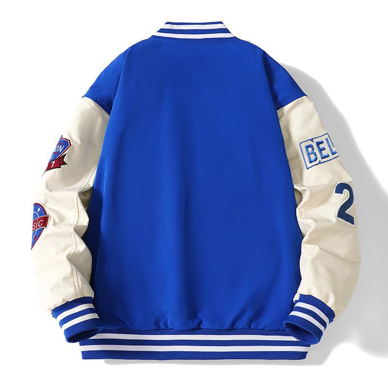 Flocked Embroidered Baseball Collar Jacket for Men and Women, Spring and Autumn New American Casual Loose Jacket