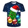 3D printed Santa Claus T-shirt men's and women's summer casual short sleeved Christmas T-shirt top men's oversized T-shirt