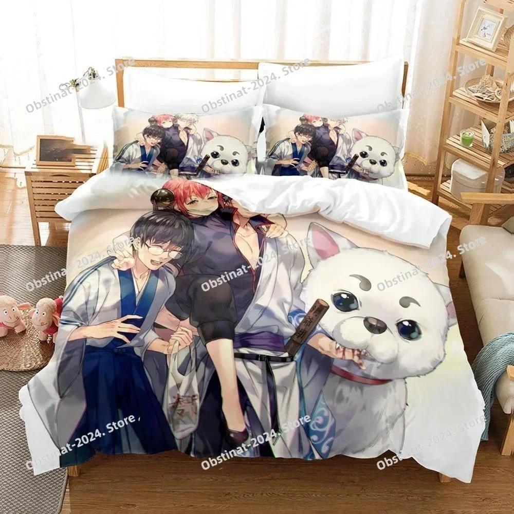 3D Printed Gintama Bedding Set Anime Gintoki Sakata Printed Bed Set Duvet Cover Pillowcase Bed Linen Sheet Quilt Cover Full Size