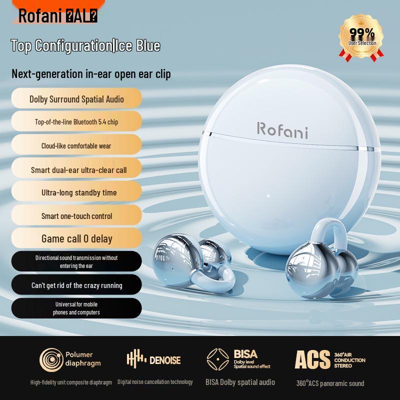 Rovani Bluetooth Ohrclip-Kopfhörer: Trendige Ästhetik, Wolkenkomfort, 5,4 Chip, Kein Ruckeln für Frauen.