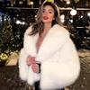 Women's Turn Down Collar Long Sleeve Faux Fur Coat Loose Fit Streetwear Fuzzy Jacket