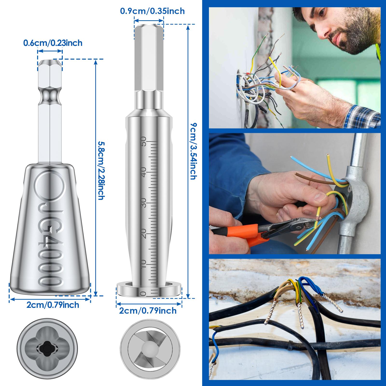 

2/4/6 шт. Инструменты для скручивания проводов, быстрое скручивание, электрик, шестигранный хвостовик 1/4 дюйма, многофункциональный инструмент для зачистки проводов на 2–6 каналов