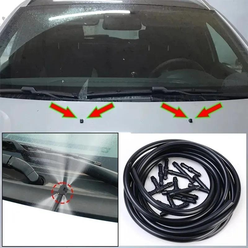 1Set Adjustable Windshield Washer Nozzle and Hose Kit Car Washer Jet Replacement with Connectors for Most Cars Repair Kit