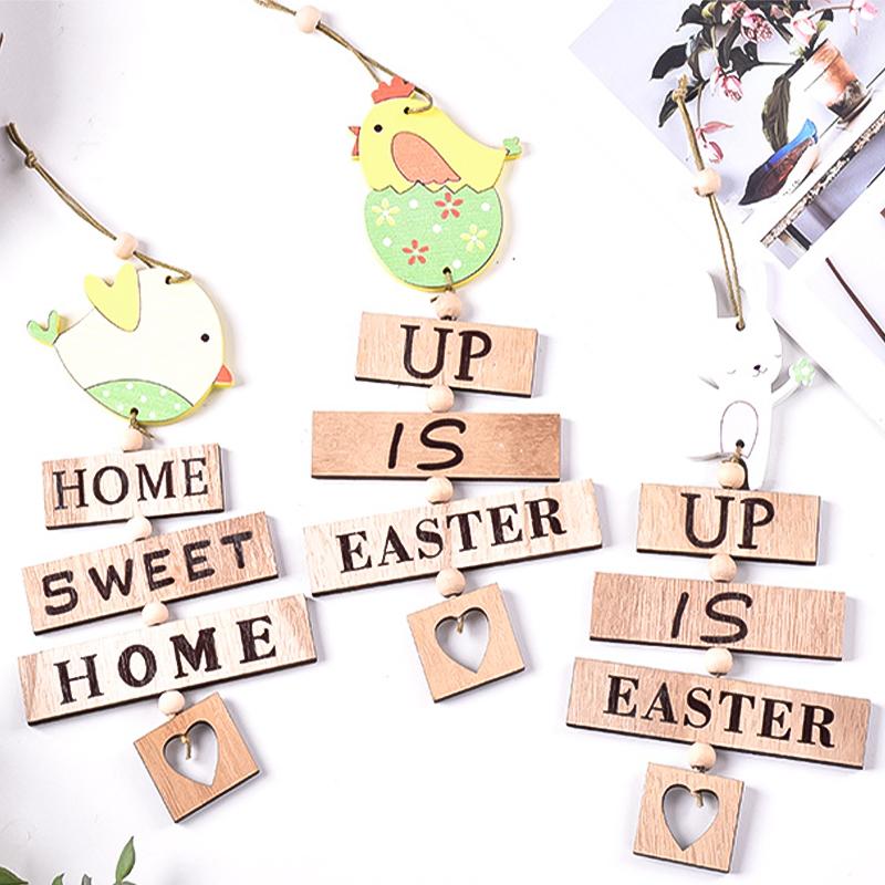

Пасхальный день деревянные подвески креативные подвесные оконные стены мультяшные украшения праздничные принадлежности украшение дома