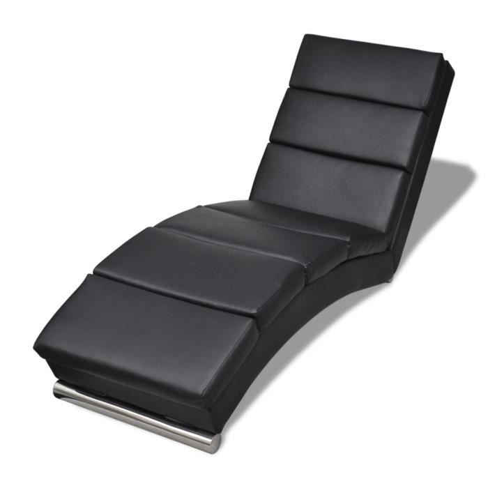 VidaXL Chaise longue Noir Similicuir