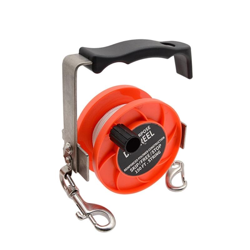Stainless Steel Diving Line Reel Ergonomic Handle Diving Reel Handle Spool for Safety Underwater Diving Snorkeling 45M оранжевый
