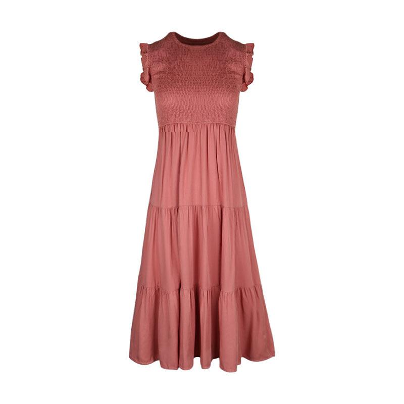 Summer Skirt Women'S Clothing European And American Solid Color Sleeveless Splicing Dress