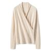 Elegant Slim-Fit Cross V-Neck Cashmere Knit Sweater - Women's Autumn Solid Color Pullover