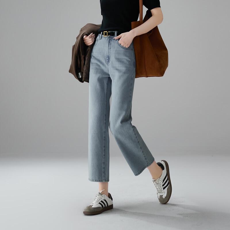 SOFSIL 2026 Spring High-Waist Straight Cropped Jeans