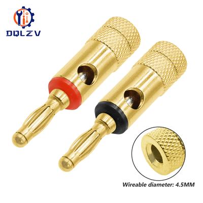 4MM Gold-plated Banana Plugs Musical Audio Speaker Cable Wire Connectors Free Soldering Terminal For Speaker Amplifier