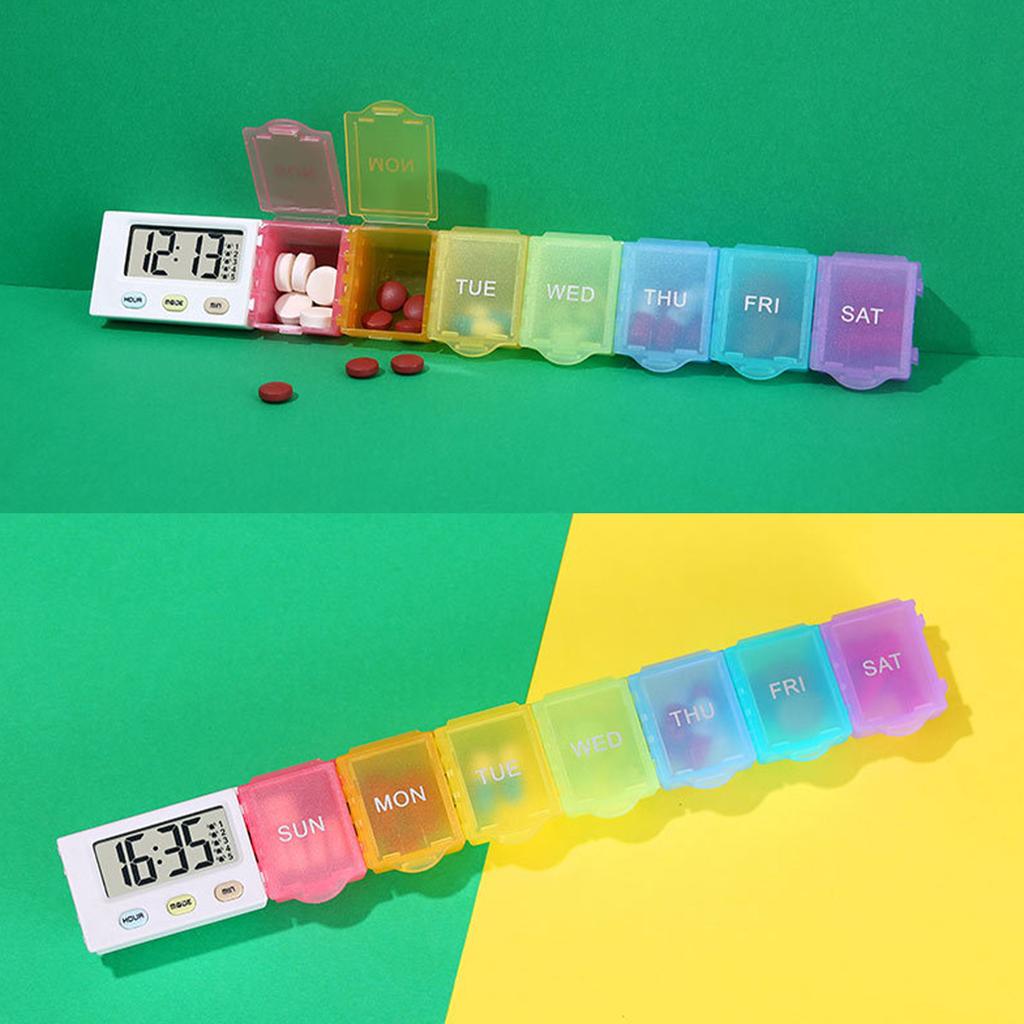 Dust Proof Separated Pill Organizer Pill Box Case Electronic Timer Alarm Clock Reminder Medicine Storage Dispenser