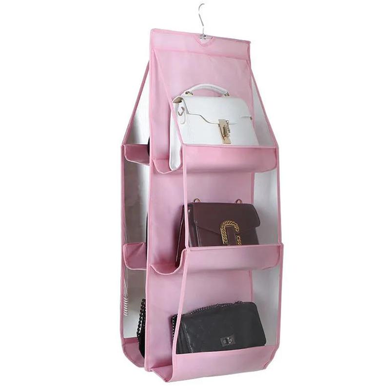 

Прозрачная сумка для хранения, подвесная сумка, артефакт для хранения женских сумок, настенная сумка для хранения в шкафу, подвесная сумка для хранения в шкафу 85cm*35cm розовый