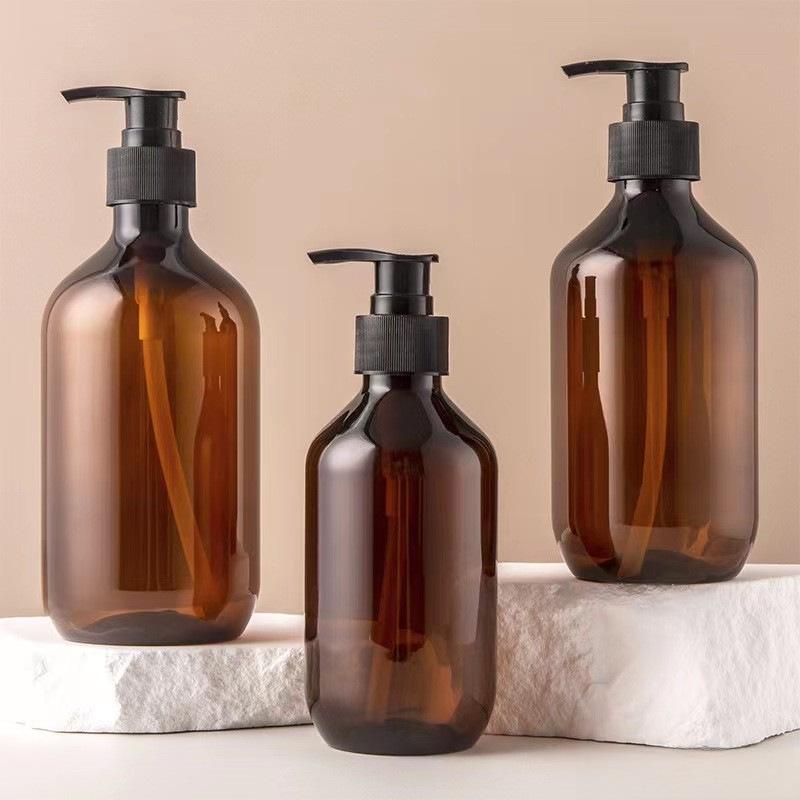 500ml Brown PET Lotion Pump Bottle for Shampoo, Shower Gel, or Hand Sanitizer