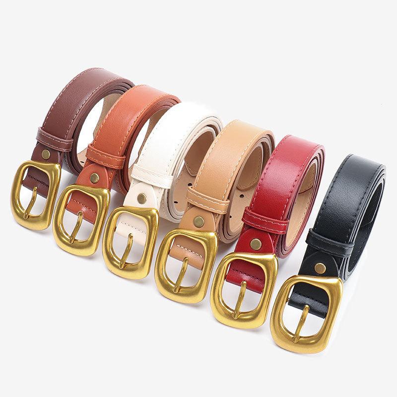 Simple Color Solid Belt With Irregular Square Needle Buckle Design For Daily Use