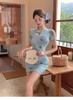 Retro Summer Improved Cheongsam Dress Pure Desire Sexy Printed Temperament Waist Thin Elegant Hip Skirt