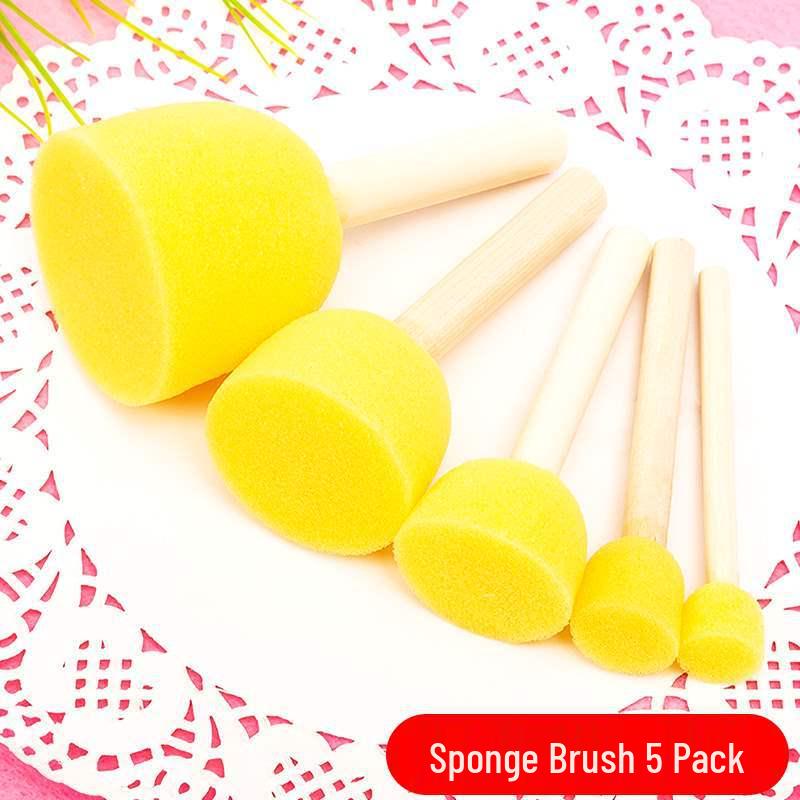 Children's Round Sponge Paint Brush for Art & DIY