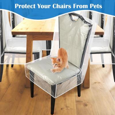 Fundas para Sillas de Comedor de PVC Resistentes a Manchas Resistentes a Garras de Mascotas Fundas para Respaldo y Asiento Transparentes Impermeables Protectores de Sillas de Cocina