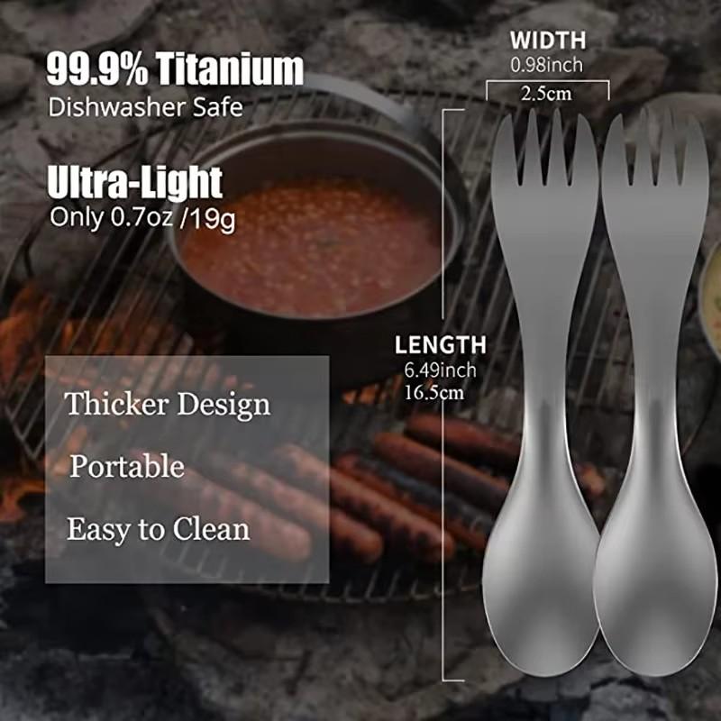 Titanium Camping Cutlery Set Lightweight Portable Outdoor Fork Spoon Chopsticks for Hiking Picnic Travel