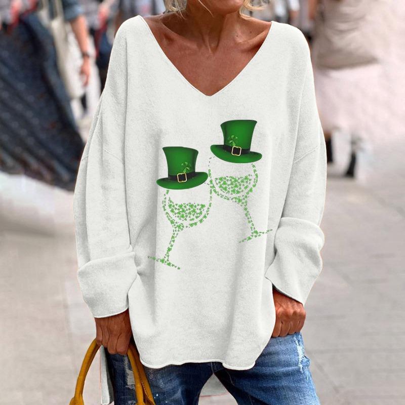 QICED Women s Fashion Casual Long Sleeve V-Neck  Blouses & Shirts S