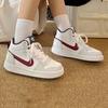 Nike Court Borough Mid 2 Comfortable Versatile Durable Breathable Mid-Top Kids Skate Shoes Kids Skate Shoes White Red FV8122-161