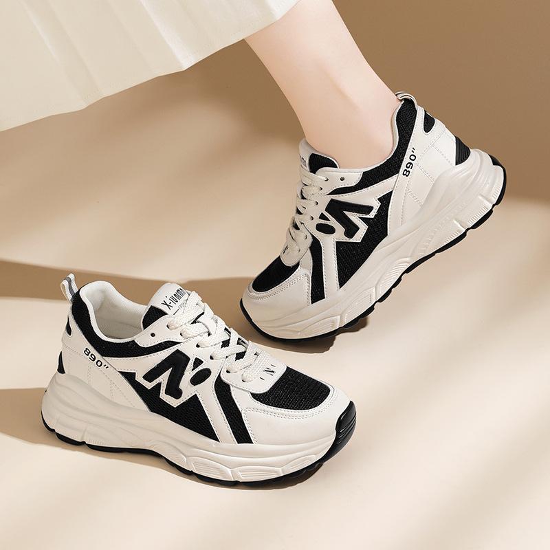 Sports shoes platform dad shoes women's soft leather versatile casual women's lightweight