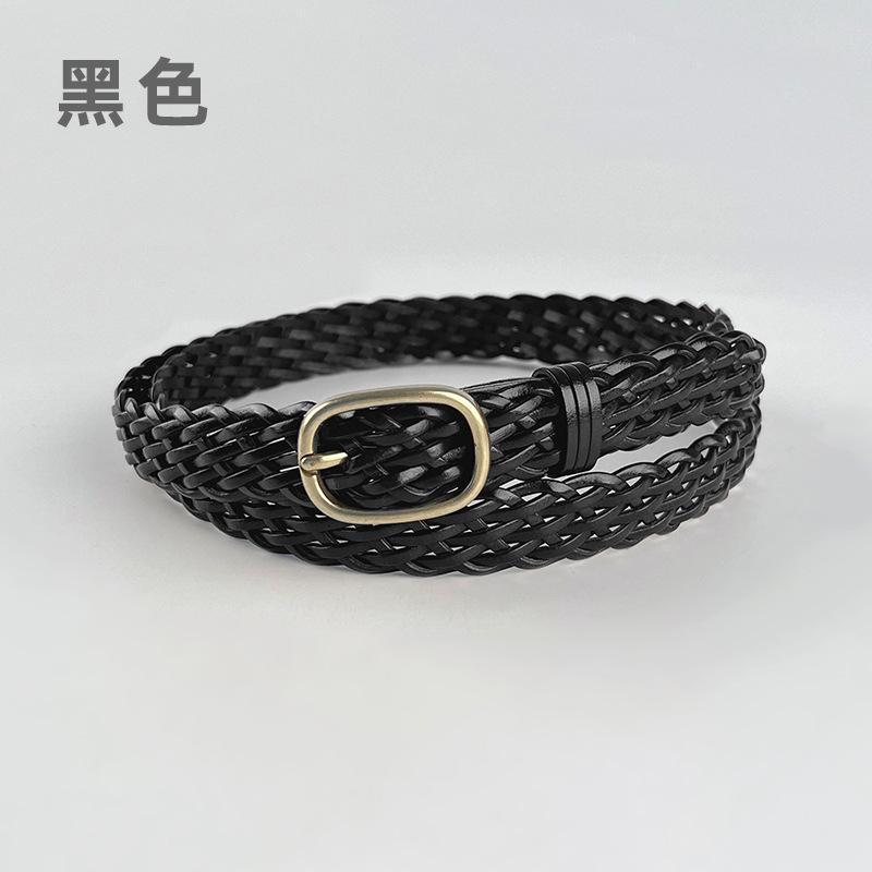 Four Seasons Available New Women'S Non Perforated Weaving Belt Retro Fashion Decoration Casual Pants Jeans Dress Belt