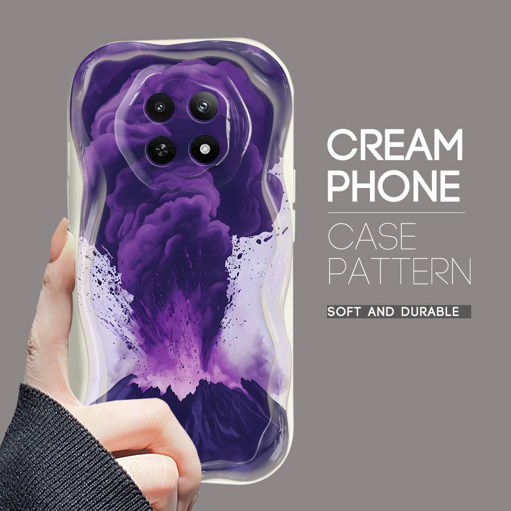 Kreslený vzor krémová textura pouzdro vlnitý okraj měkký silikonový kryt pouzdro na telefon pro OPPO Reno Realme OnePlus Vivo