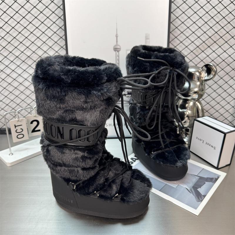 Waterproof version of Gypsy Moon Snow Boots Women's, winter medium-high lace-up non-slip warm ski shoes