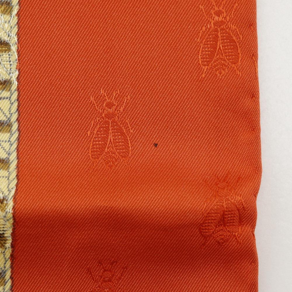 HERMES Carree90 scarf NAPOLEON Napoleon White / orange silk Women Used