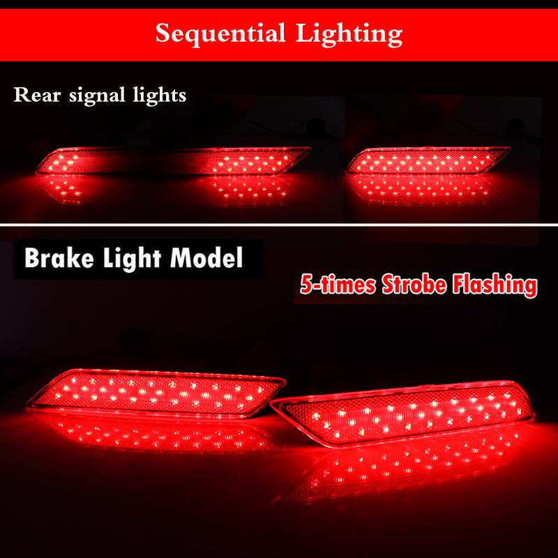 iJDM F1 strobe flashing LED Bumper Reflector Lights For 2013-2015 Honda Civic Sedan,Function as Tail, Brake & Rear Fog Lamps