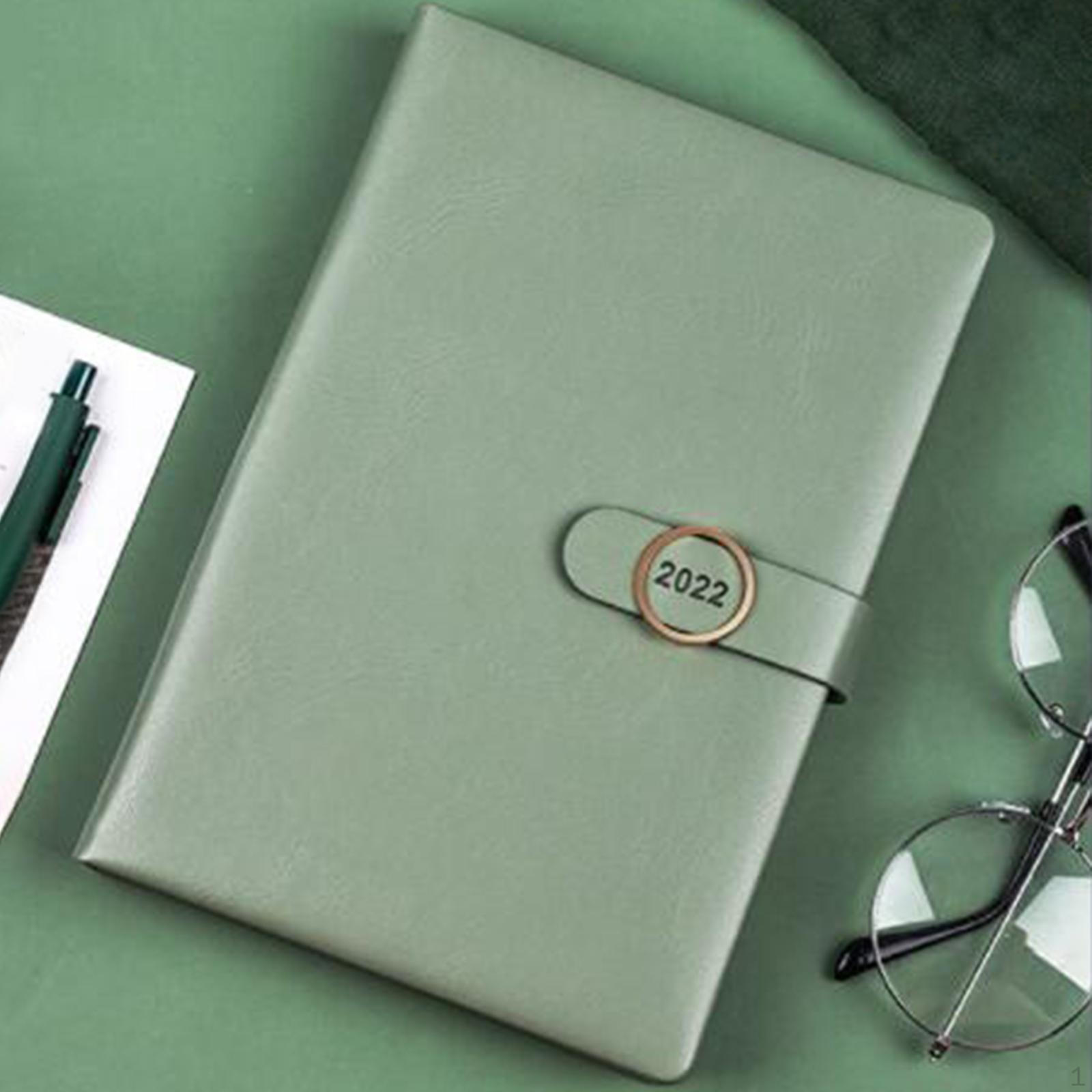 

A5 Binder Organizer - Agenda daily planner () / PU Leather Journal Goal setting зелений