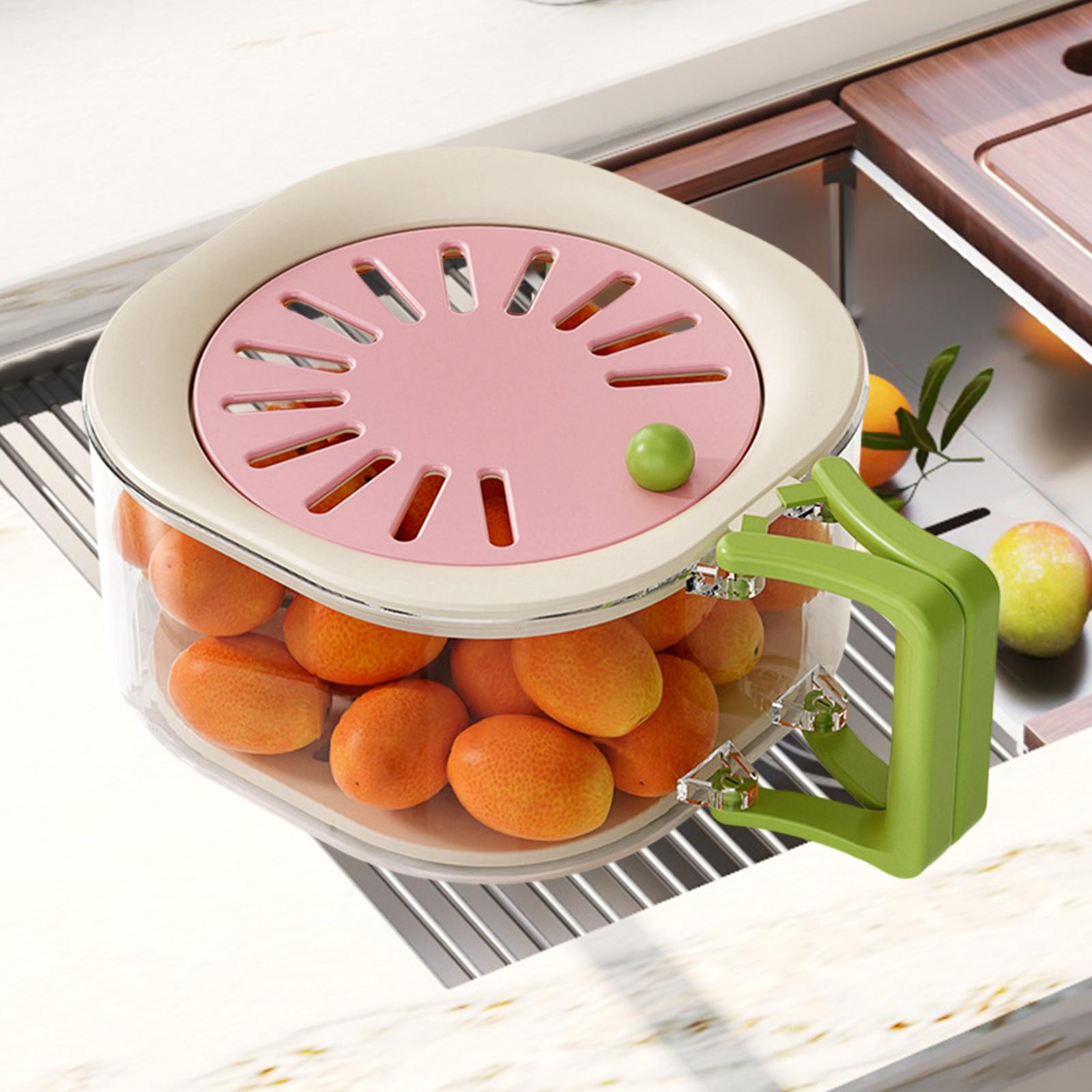 

Portable Drainer Basket for Fruit and Vegetables Stackable Colander with Lid for Kitchen and Outdoor Fresh Keeping розовый
