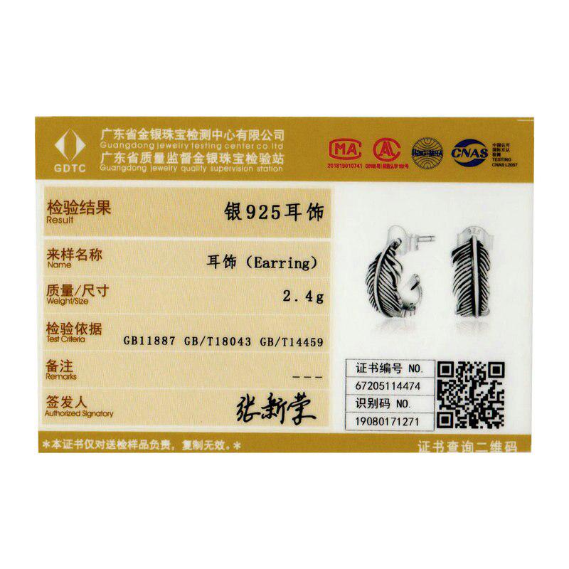 Bamoer 925 Sterling Silver Jewelry Dazzling Oxidized Light Feather Stud Earrings for Women Girls Gift Statement Jewelry