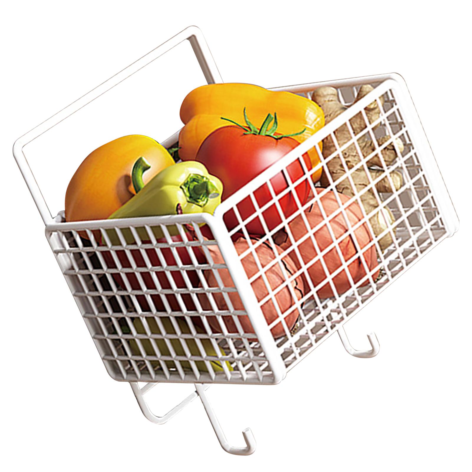 

Настенная корзина для кухни, одинарная, металлическая, большой вместимости, экономия места, настенная корзина для хранения с крючком для овощей, специй