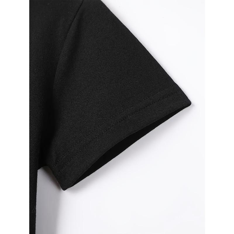 European Size Girls Round-neck Short-sleeved T-shirt with Unique English Patterns