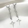 Korea Personality Sparkly Zircons Awn Star Tassel Chain Piercing Stud Earrings for Women Trendy Designer Dangle Earrings Jewelry