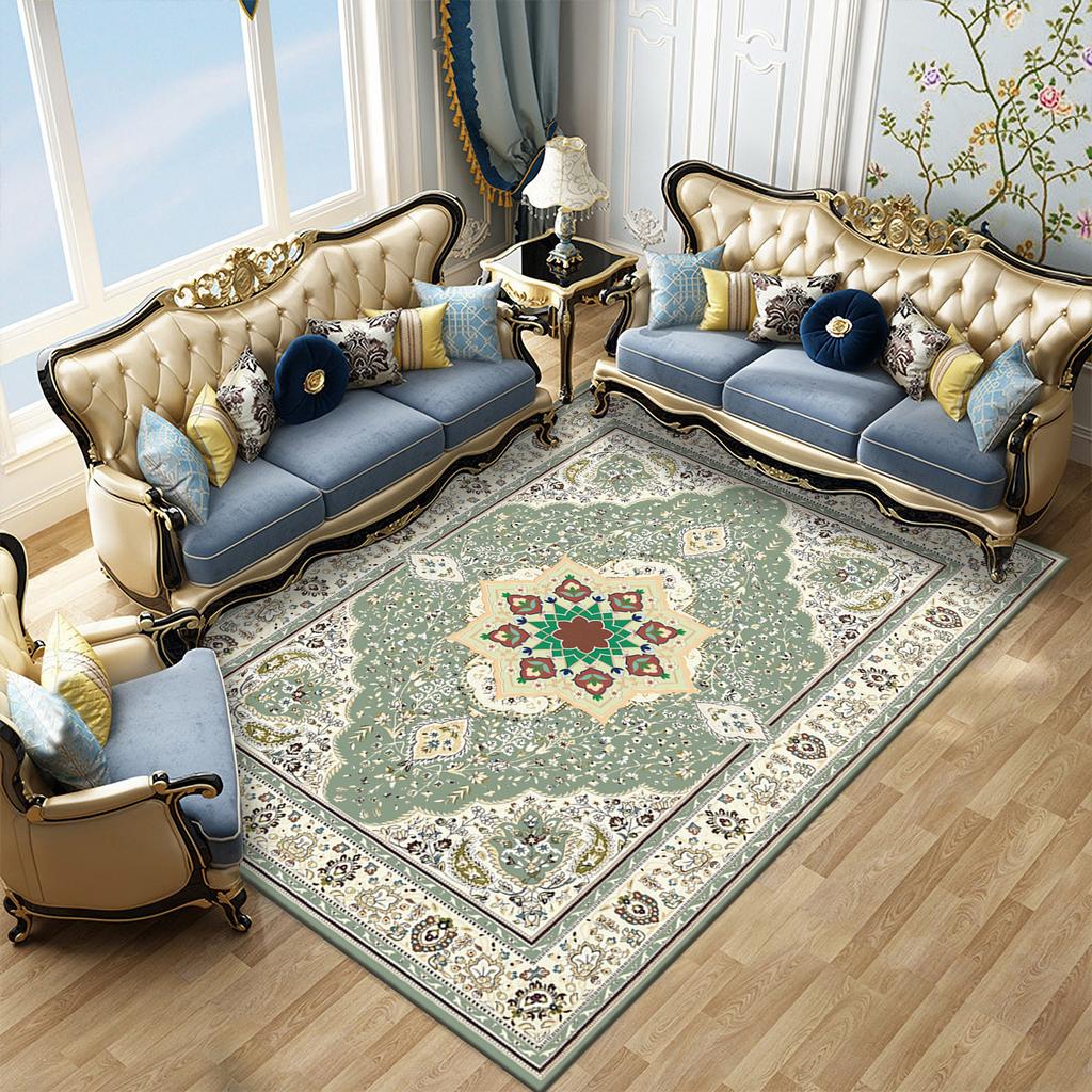 Teppich für Wohnzimmer im europäischen Stil, Kaffeetischmatte, amerikanischer Schlafzimmerteppich für Bettseite