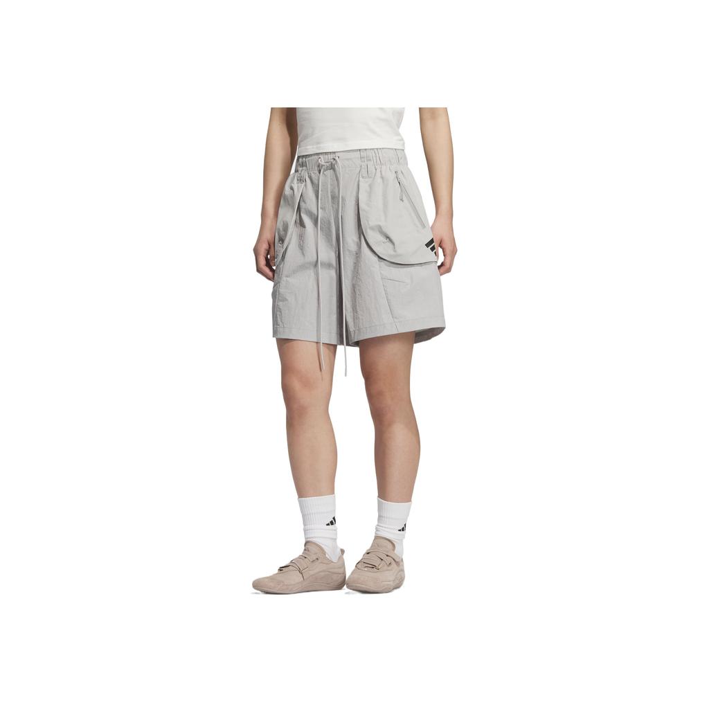 Adidas FOS Woven Shorts Comfortable Versatile Fashionable Soft Solid Color Casual Shorts Women Shorts Light-Gray KE9577