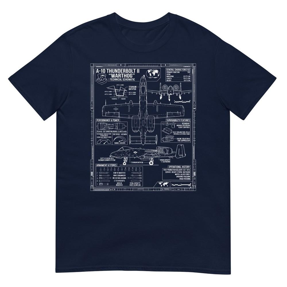 Detailed Blueprint Specs Military Jet A10 Warthog TShirt S