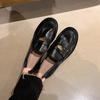 The Same Spring New British Retro Polished Small Gold Coin Loafer Single Shoes Women's Small Leather Shoes