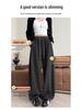 Women's High Waist Gray Striped Wide-Leg Pants - Early Spring 2026 Casual, Slimming, Relaxed Fit
