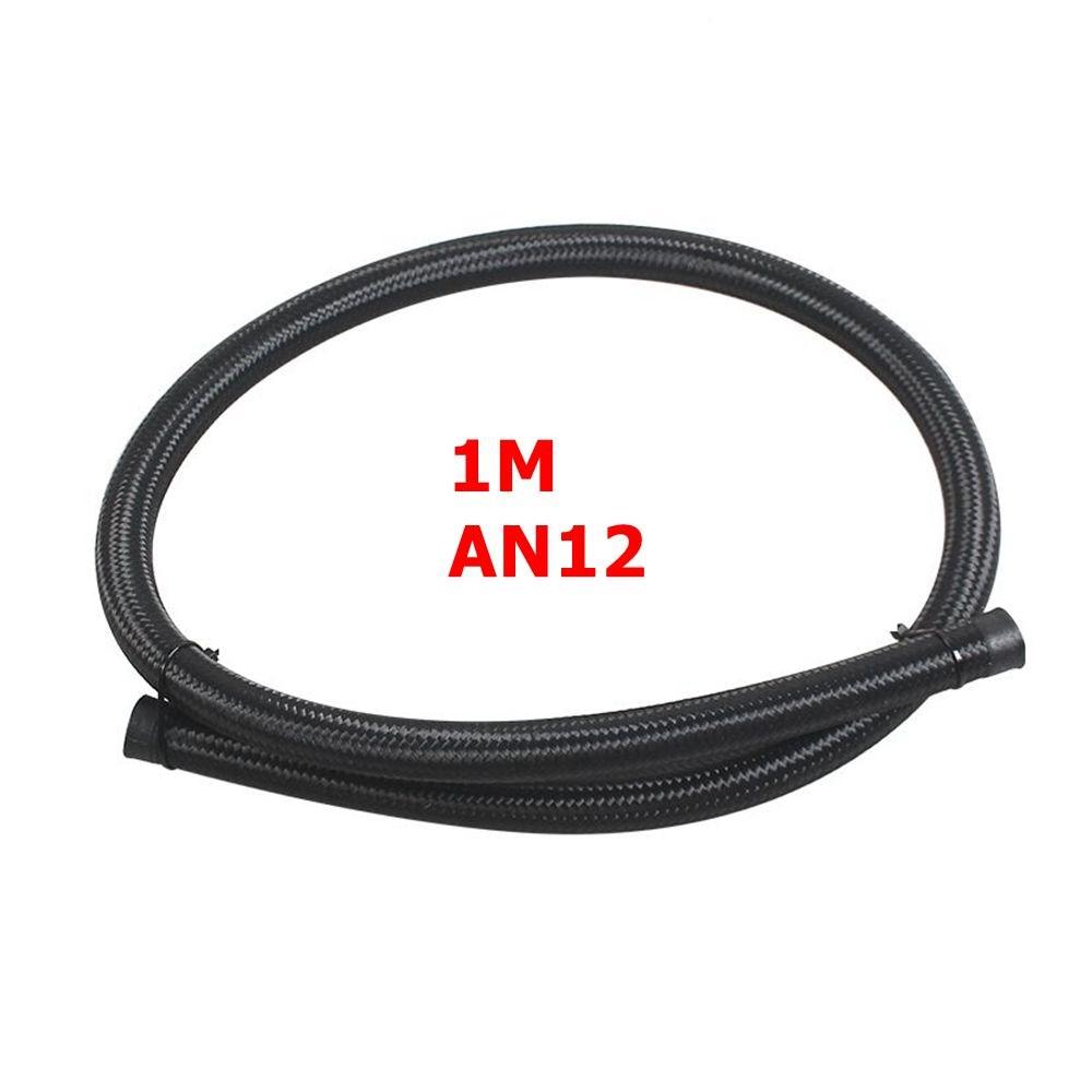 1M PTFE AN4-AN12 Racing Hose Stainless Steel Braided Brake Hose Fuel Oil Line Oil Cooler Car Hoses Accessories Black/Silver
