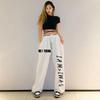 Plus size cores contrastantes hip hop solto sweatpants feminino cintura alta solta casual harem calças