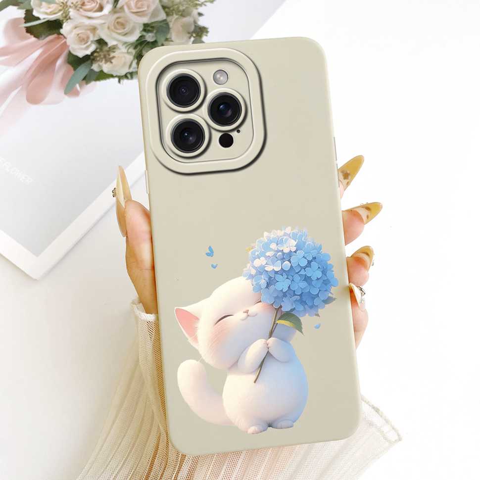 Für iPhone 13 Pro A2638 A2483 Hülle Cartoon Katze Blumen Silikonhülle Für iPhone 13Pro A2636 A2639 A2640 Handyhüllen Bumper