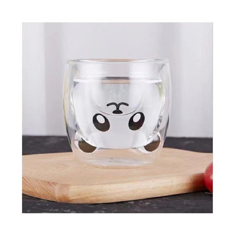 Double-Layer Cartoon Bear Insulated Glass Cup