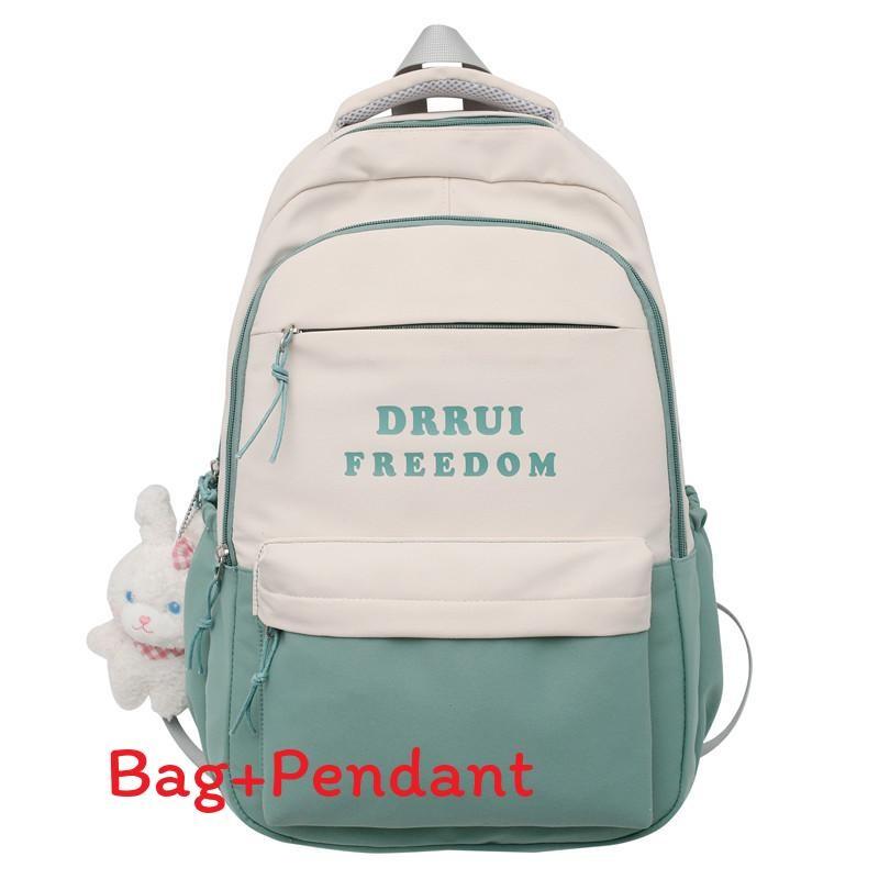

Student Nylon Backpack With Letter Design And Padded Back For High School And College зелёный