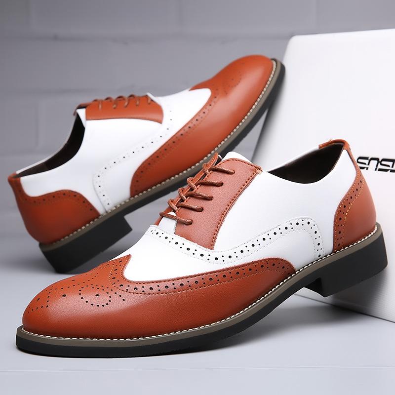 Men Dress Shoes Genuine Leather Fashion Groom Wedding Shoes Luxury Italian Style Oxford Shoes Mens Business Office Work Footwear