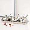 Durable 304 Stainless Steel Condiment Container Set With Lid And Spoons Spices Storage Solution For Home Use